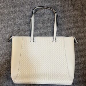 Karla Hanson Gray Woven Tote Laptop  RFID BlockVegan Leather 15"padded Insert